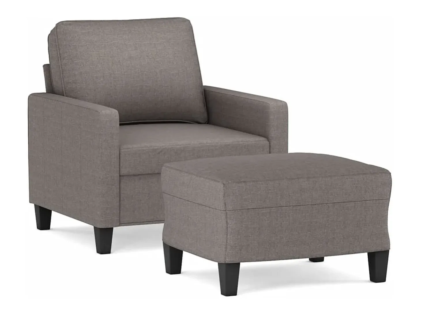 Sillón con taburete tela gris taupe 60 cm
