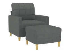 Sillón con taburete tela gris oscuro 60 cm