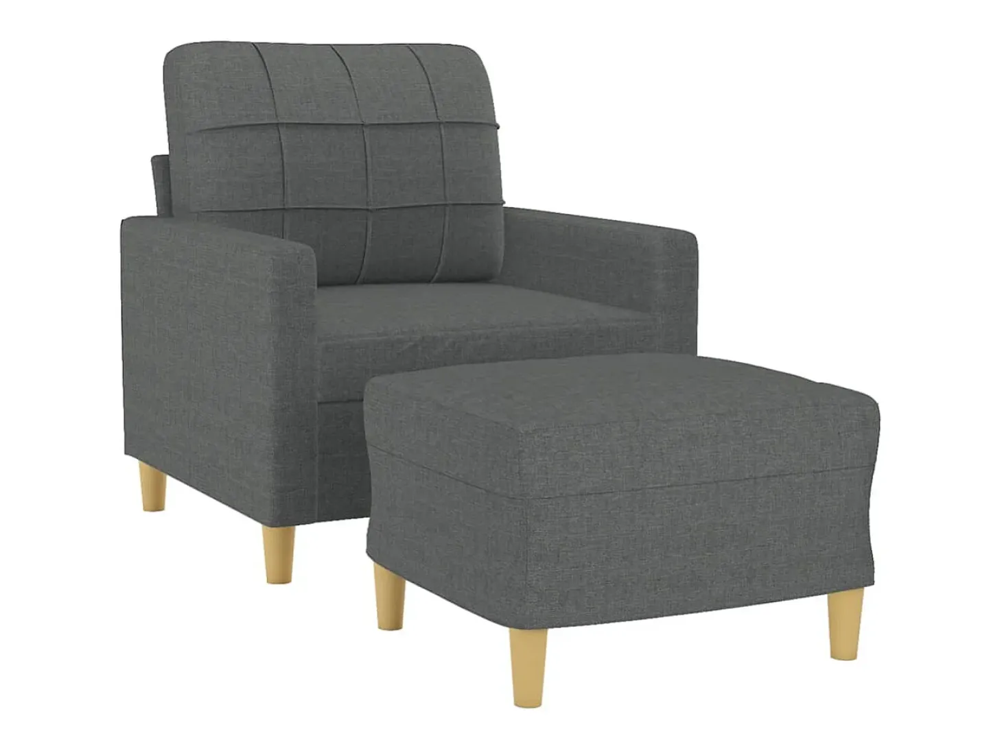 Sillón con taburete tela gris oscuro 60 cm