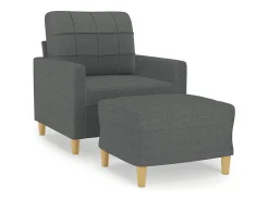 Sillón con taburete tela gris oscuro 60 cm