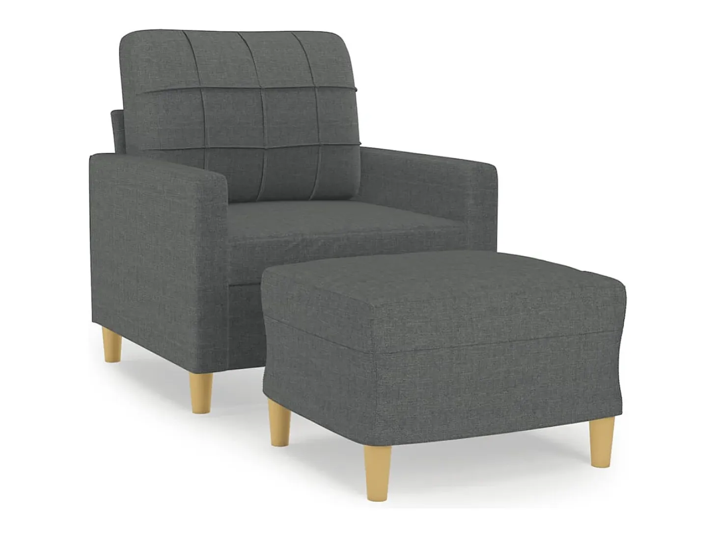 Sillón con taburete tela gris oscuro 60 cm