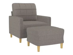 Sillón con taburete tela gris taupe 60 cm