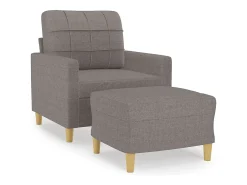 Sillón con taburete tela gris taupe 60 cm