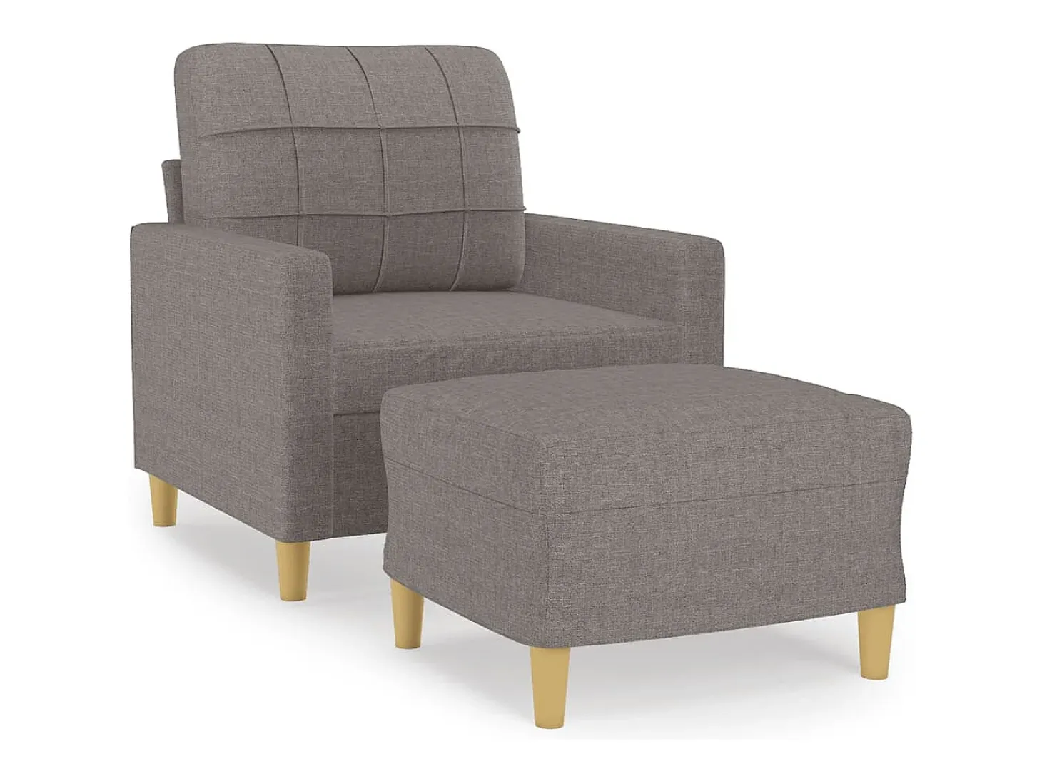Sillón con taburete tela gris taupe 60 cm