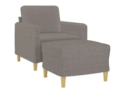Sillón con taburete tela gris taupe 60 cm