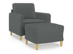 Sillón con taburete tela gris oscuro 60 cm