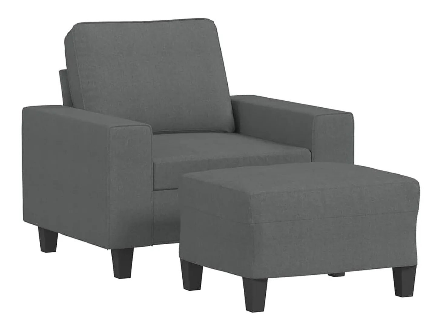 Sillón con taburete tela gris oscuro 60 cm