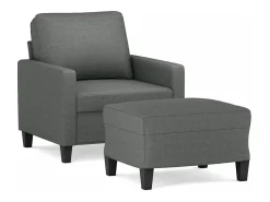 Sillón con taburete tela gris oscuro 60 cm