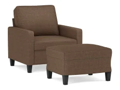 Sillón con taburete tela marrón 60 cm