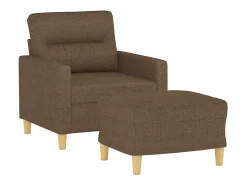 Sillón con taburete tela marrón 60 cm