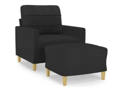 Sillón con taburete tela negro 60 cm