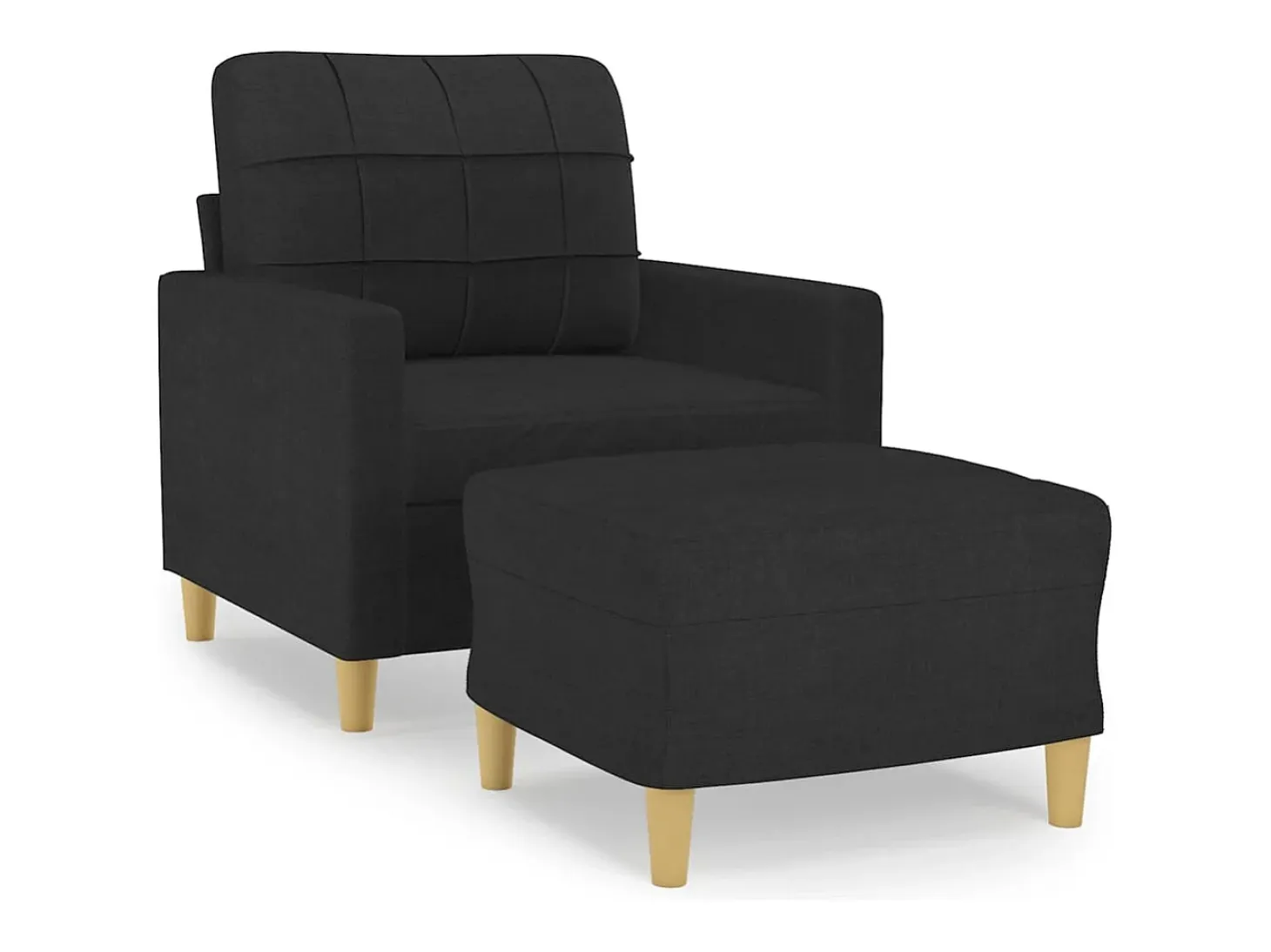 Sillón con taburete tela negro 60 cm