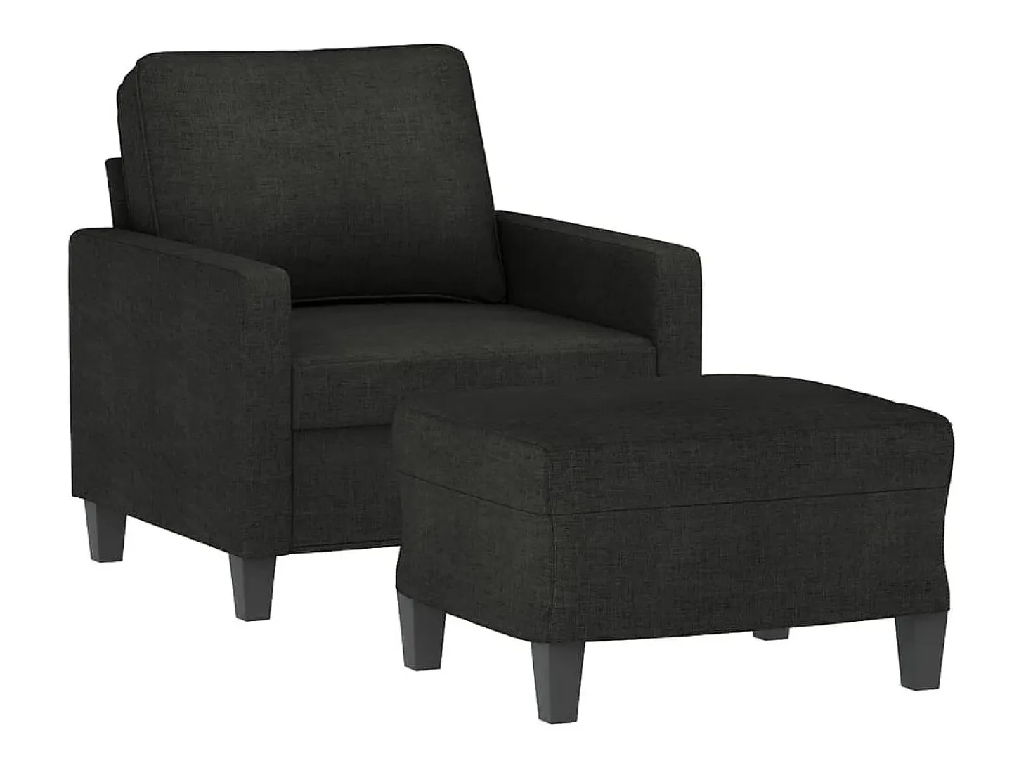 Sillón con taburete tela negro 60 cm ES61277