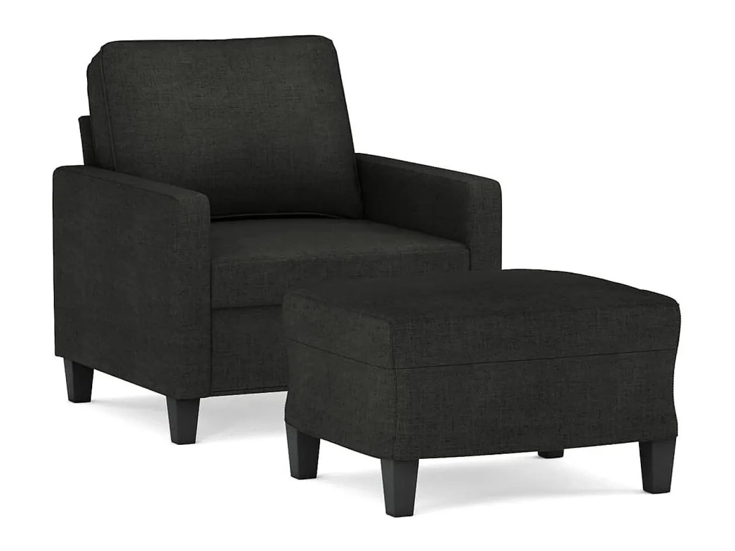 Sillón con taburete tela negro 60 cm ES61277