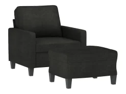 Sillón con taburete tela negro 60 cm