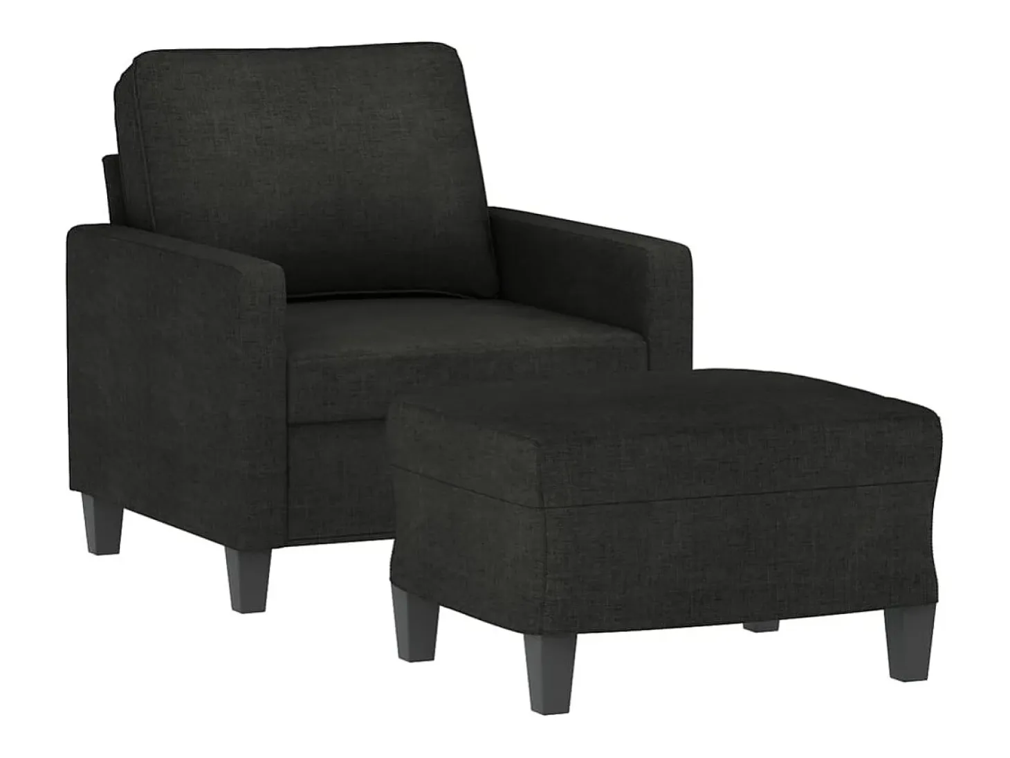 Sillón con taburete tela negro 60 cm