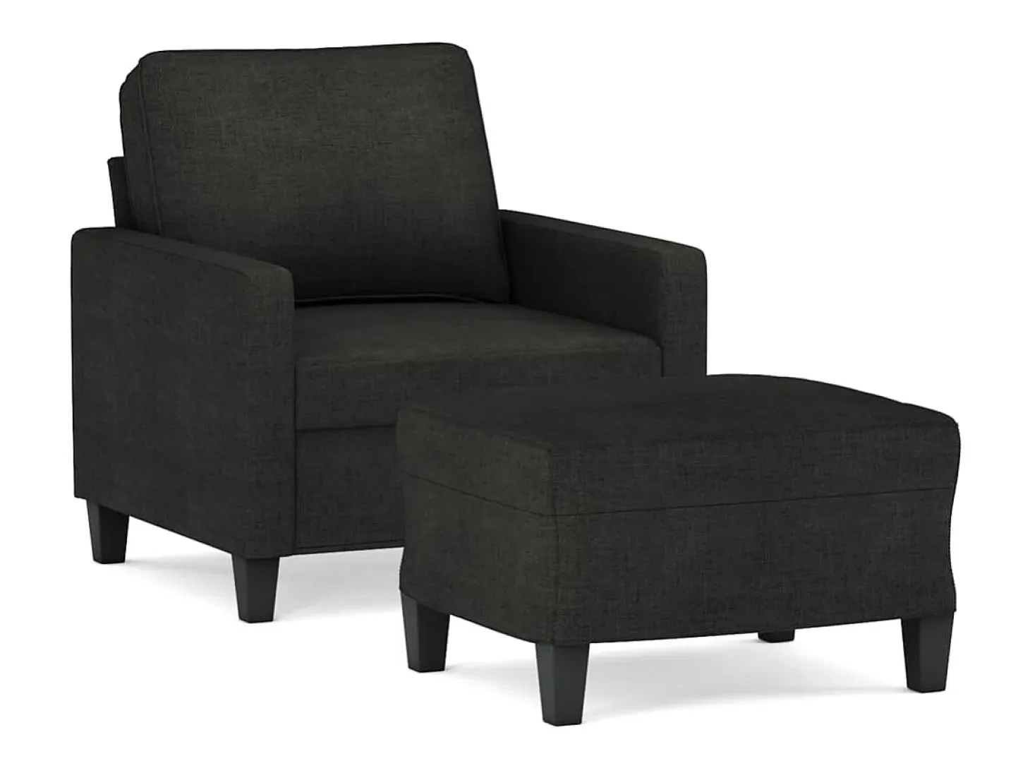Sillón con taburete tela negro 60 cm