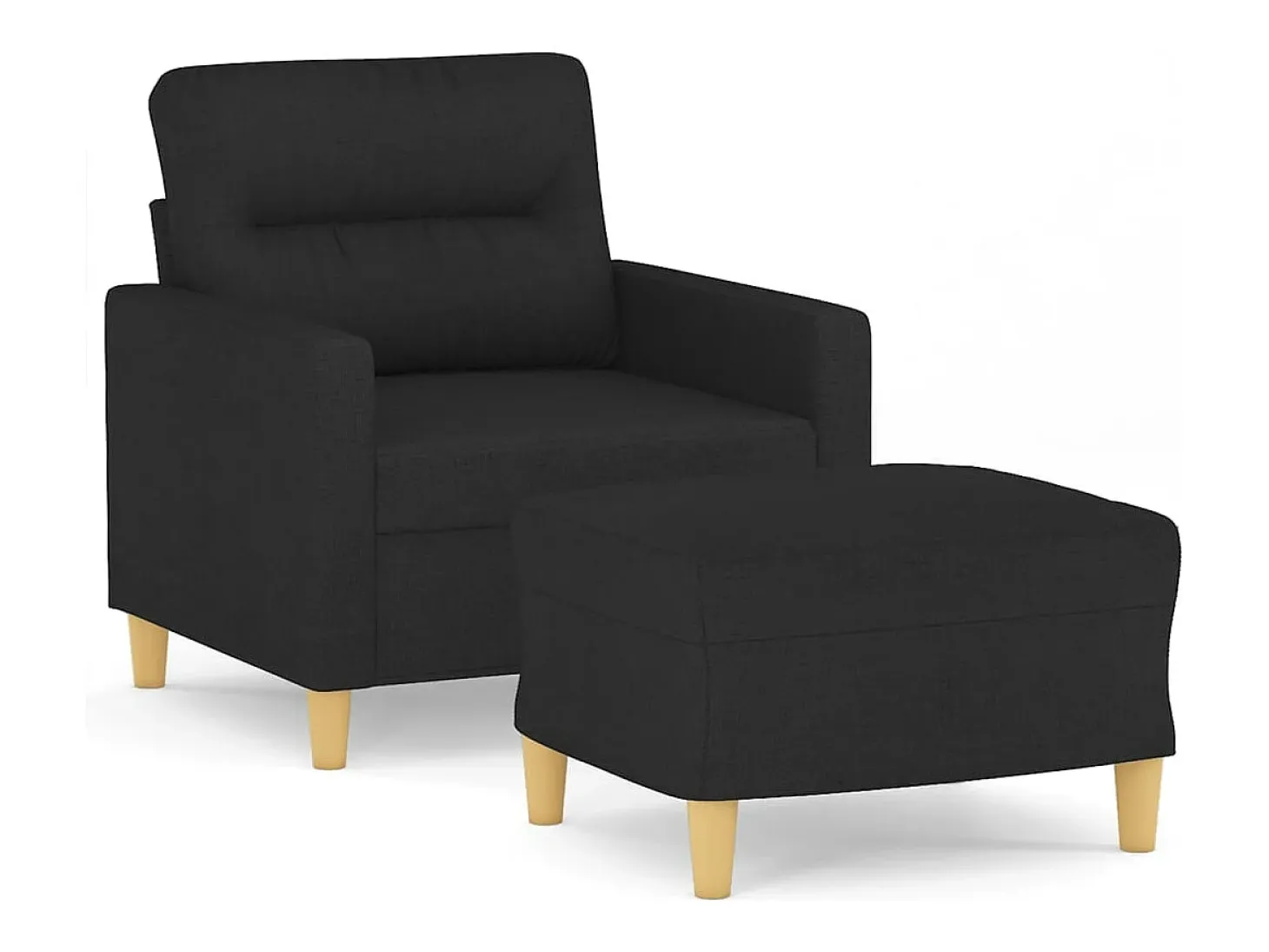 Sillón con taburete tela negro 60 cm