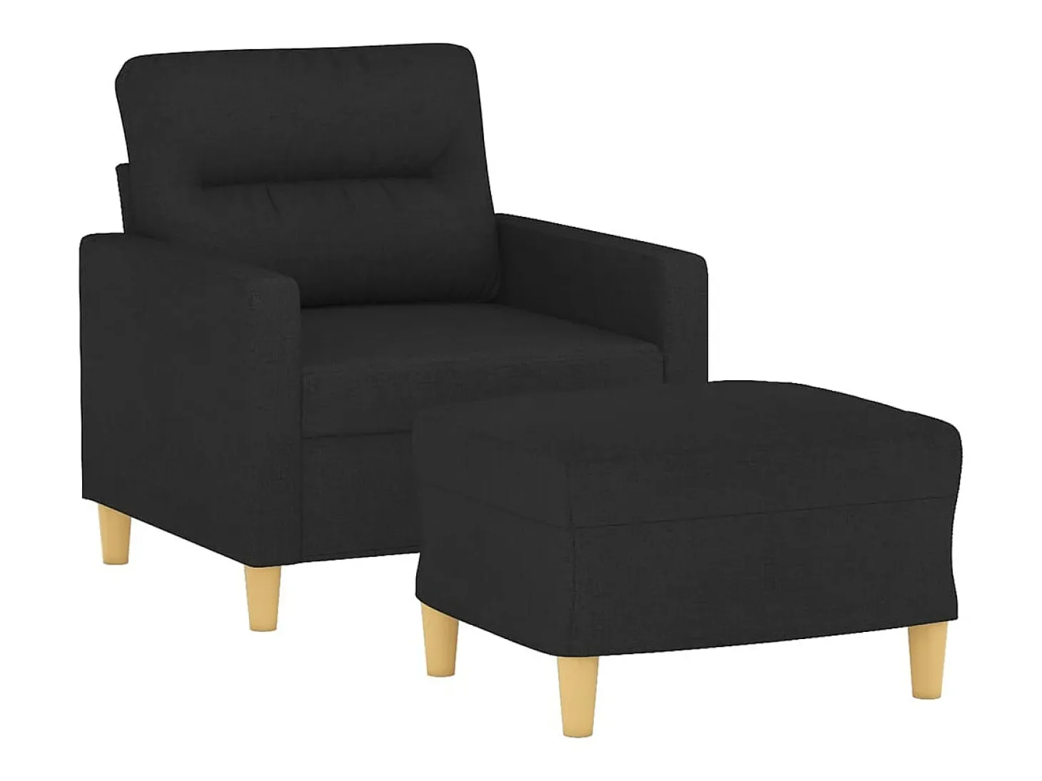 Sillón con taburete tela negro 60 cm