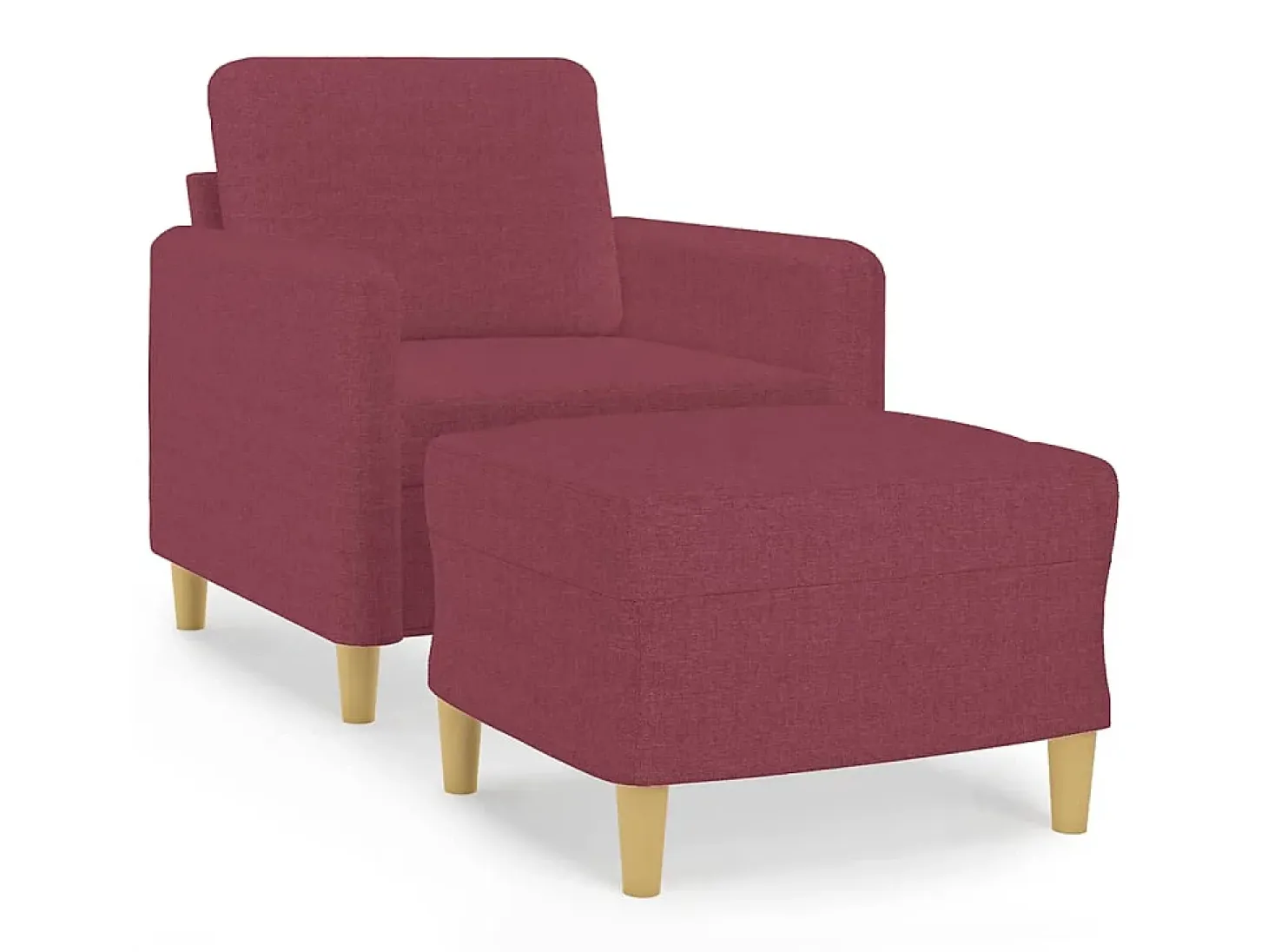 Sillón con taburete tela rojo tinto 60 cm