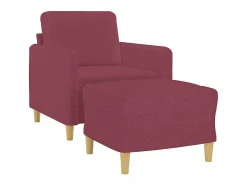 Sillón con taburete tela rojo tinto 60 cm