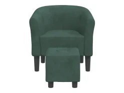 Sillón con taburete terciopelo verde oscuro