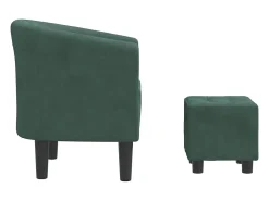 Sillón con taburete terciopelo verde oscuro