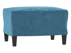 Sillón con taburete terciopelo azul 60 cm