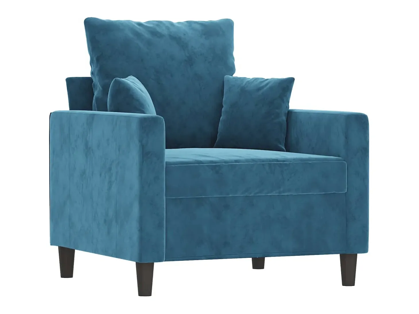 Sillón con taburete terciopelo azul 60 cm