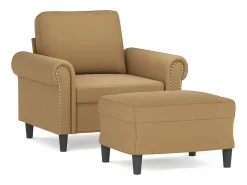 Sillón con taburete terciopelo marrón 60 cm ES616449