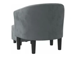 Sillón con taburete terciopelo gris oscuro