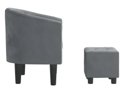 Sillón con taburete terciopelo gris oscuro