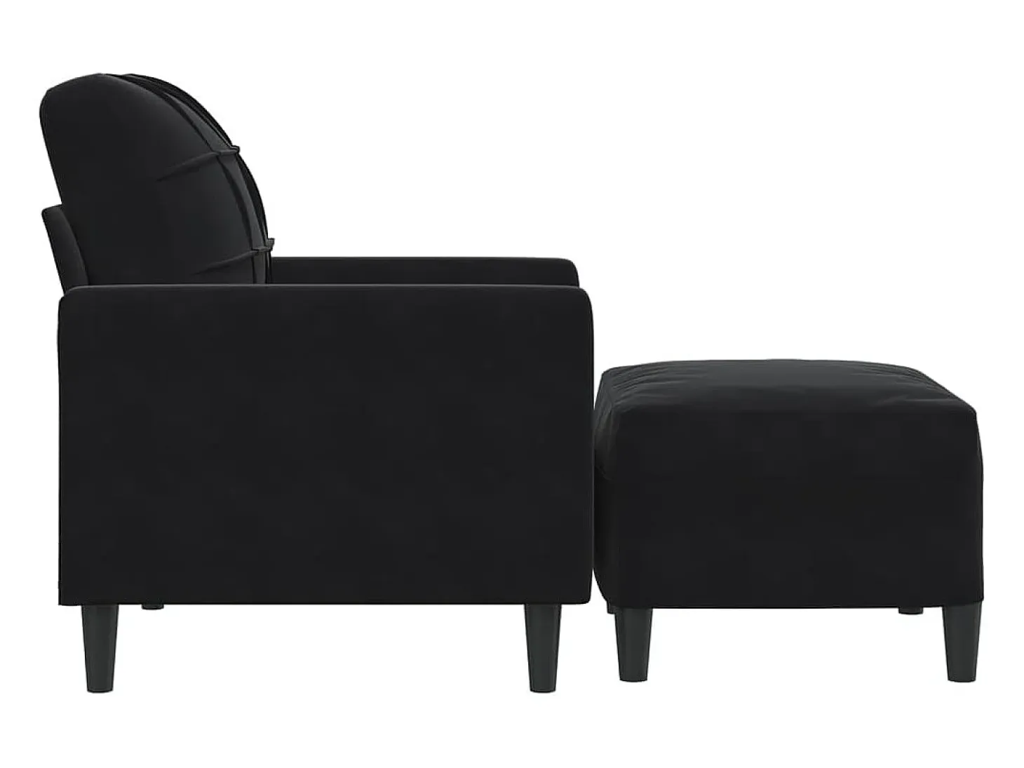 Sillón con taburete terciopelo negro 60 cm