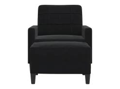 Sillón con taburete terciopelo negro 60 cm