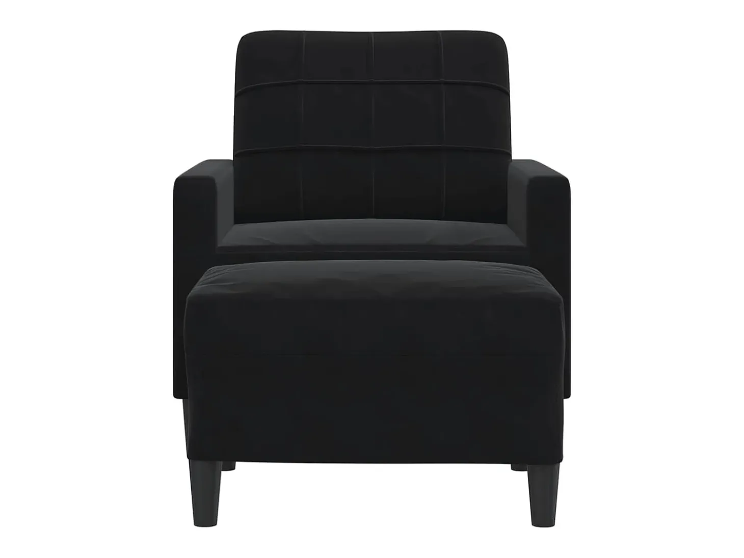 Sillón con taburete terciopelo negro 60 cm