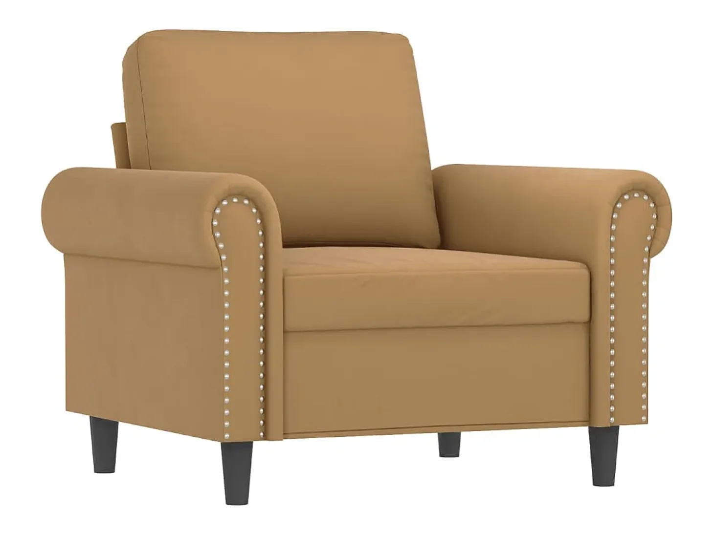 Sillón con taburete terciopelo marrón 60 cm