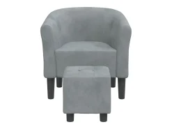 Sillón con taburete terciopelo gris oscuro