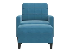 Sillón con taburete terciopelo azul 60 cm