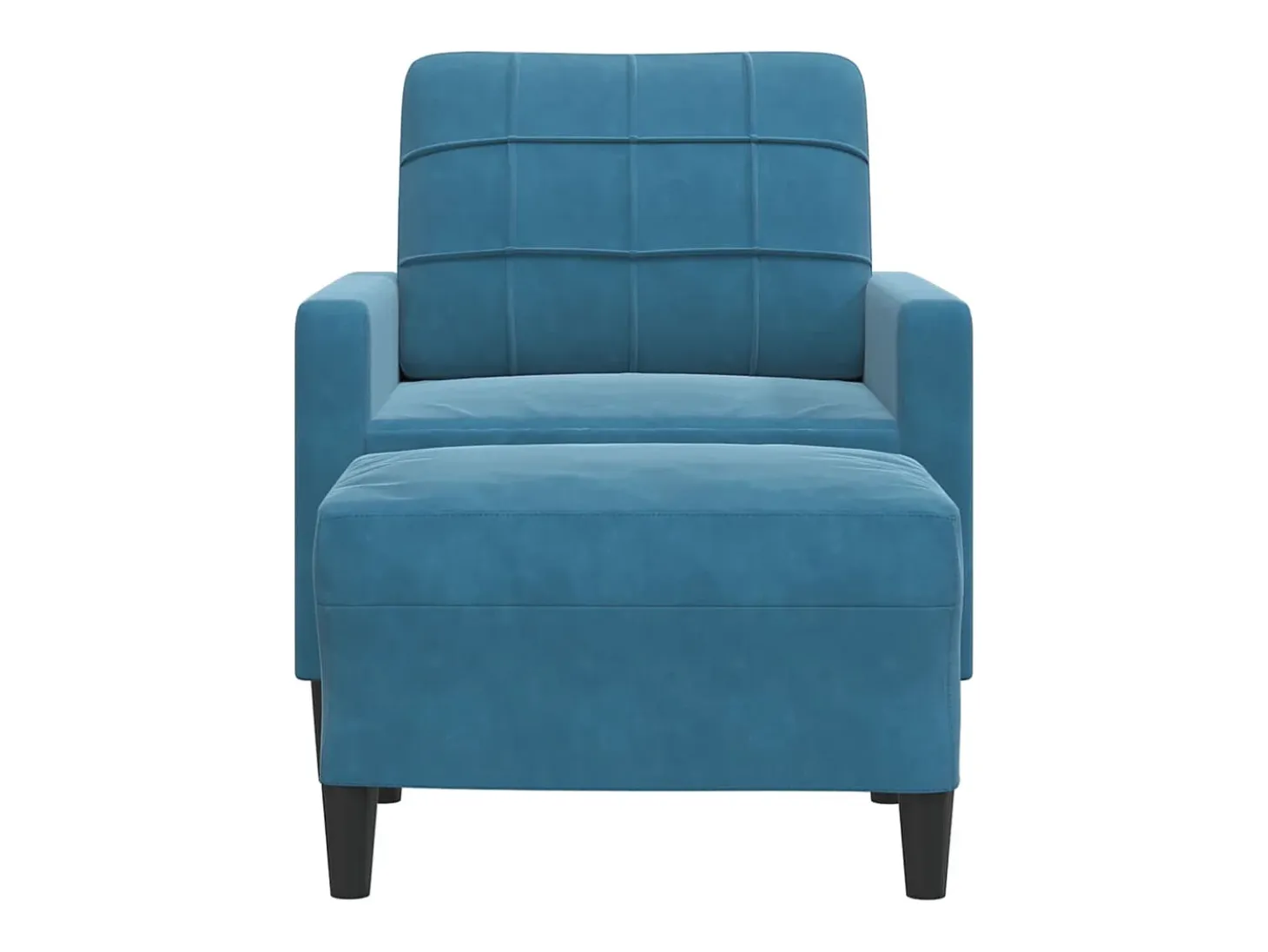 Sillón con taburete terciopelo azul 60 cm