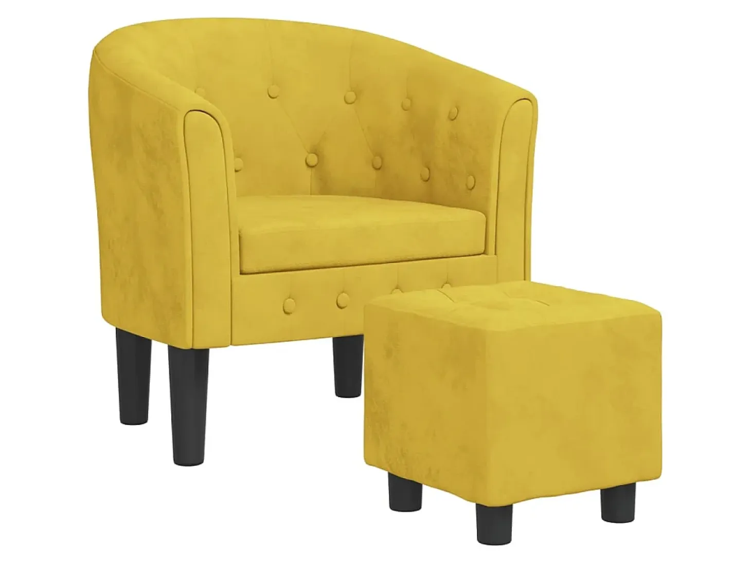 Sillón con taburete terciopelo amarillo ES39028