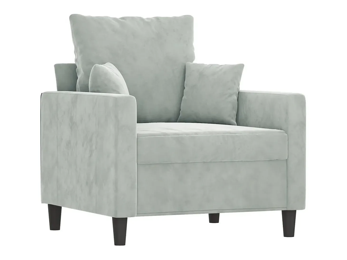 Sillón con taburete terciopelo gris claro 60 cm