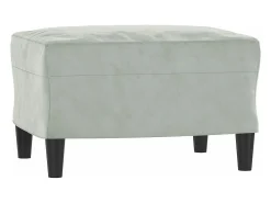 Sillón con taburete terciopelo gris claro 60 cm