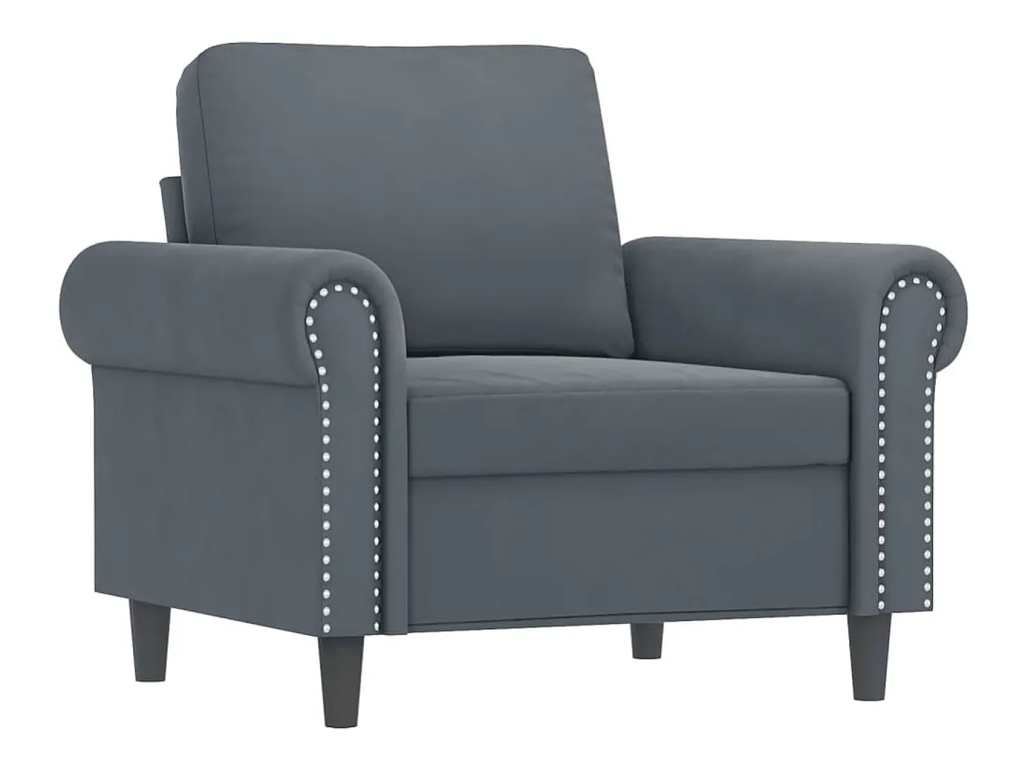 Sillón con taburete terciopelo gris oscuro 60 cm