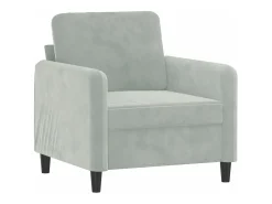 Sillón con taburete terciopelo gris claro 60 cm