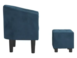 Sillón con taburete terciopelo azul oscuro