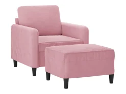 Sillón con taburete terciopelo rosa 60 cm
