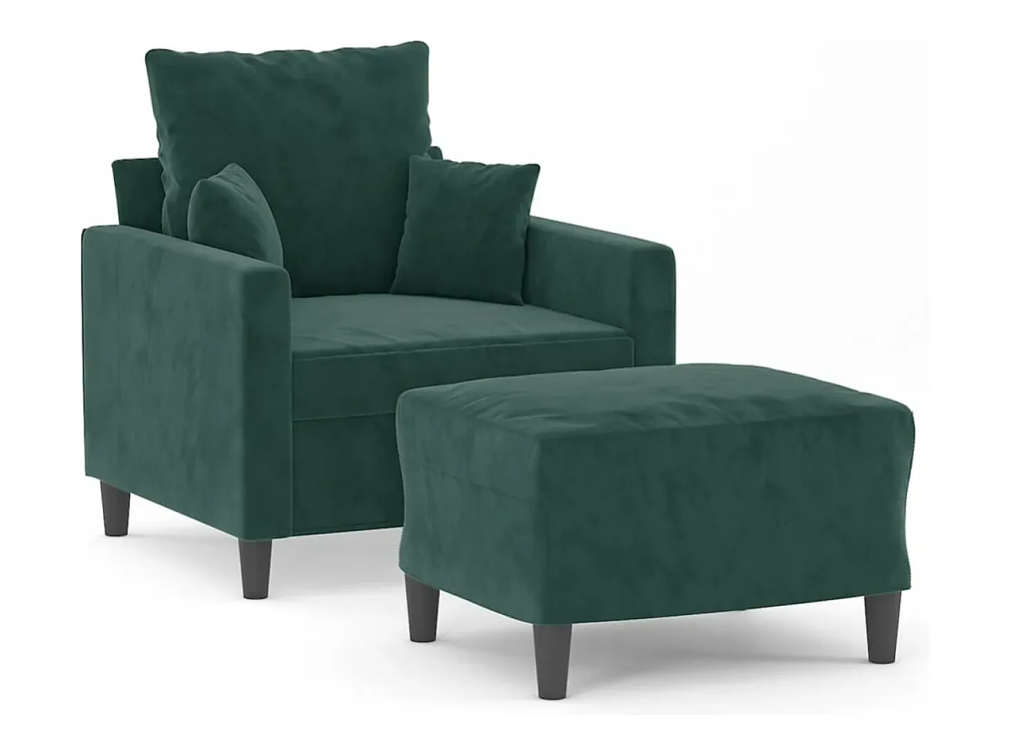 Sillón con taburete terciopelo verde oscuro 60 cm