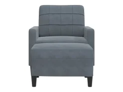 Sillón con taburete terciopelo gris oscuro 60 cm