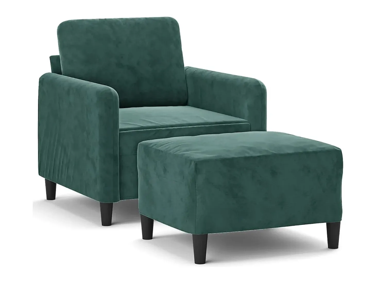 Sillón con taburete terciopelo verde oscuro 60 cm