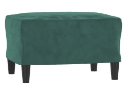 Sillón con taburete terciopelo verde oscuro 60 cm